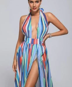 Bellabarnett Berky Halter Printed Maxi Dress CLOTHING