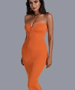 Bellabarnett Donia Strapless Midi Bandage Dress