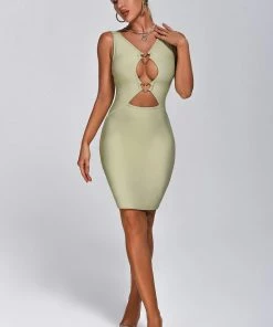 Bellabarnett Martha Cutout Mini Bandage Dress - Green CLOTHING