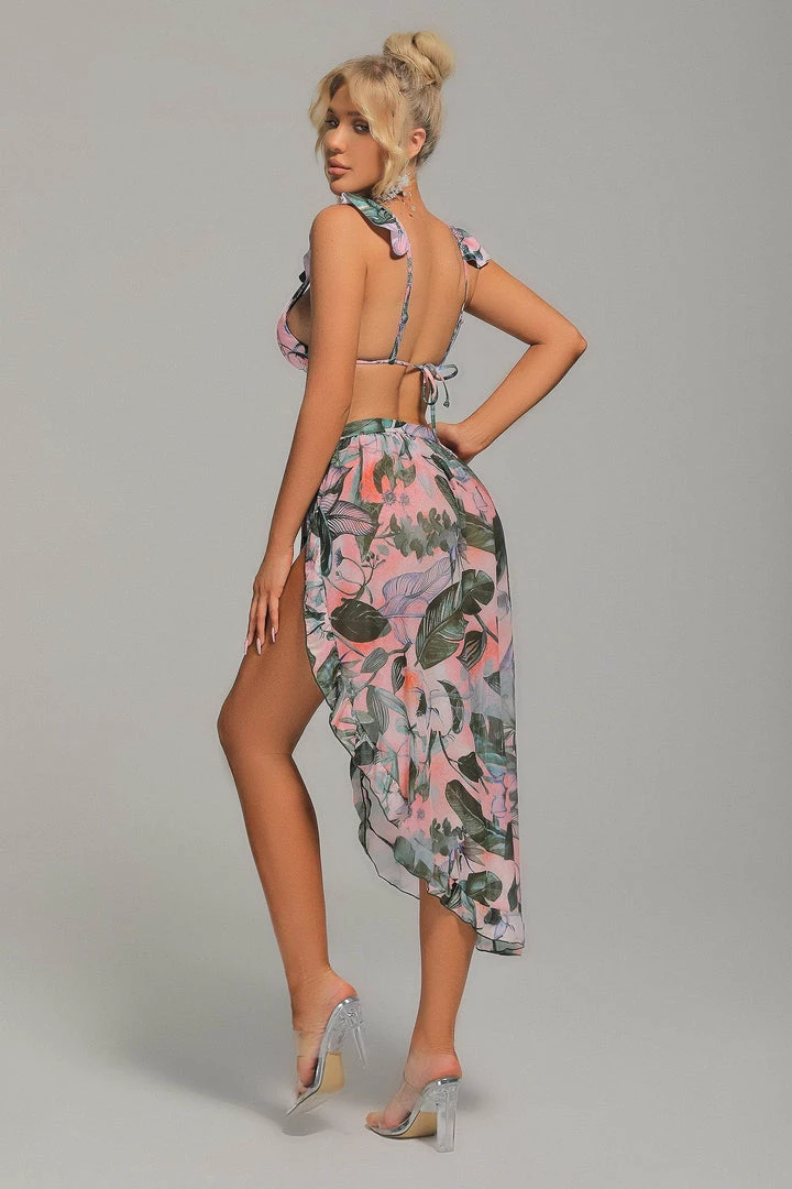 Tracking Apolline Printed Three Piece Set - Pink CLOTHING