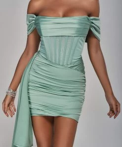 Preorder Anita Off Shoulder Satin Corset Mini Dress