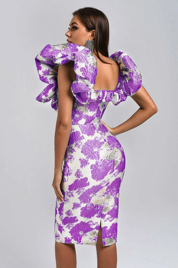 Bellabarnett Melany Jacquard Midi Dress - Purple