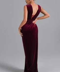Bellabarnett CLOTHING Saffron Velvet Maxi Dress - Red