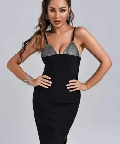 Tracking CLOTHING Barbie Diamonate Midi Bandage Dress