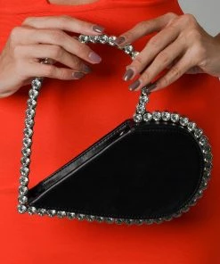 Bellabarnett Love Stone-encrusted Leather Clutch - Black CLOTHING