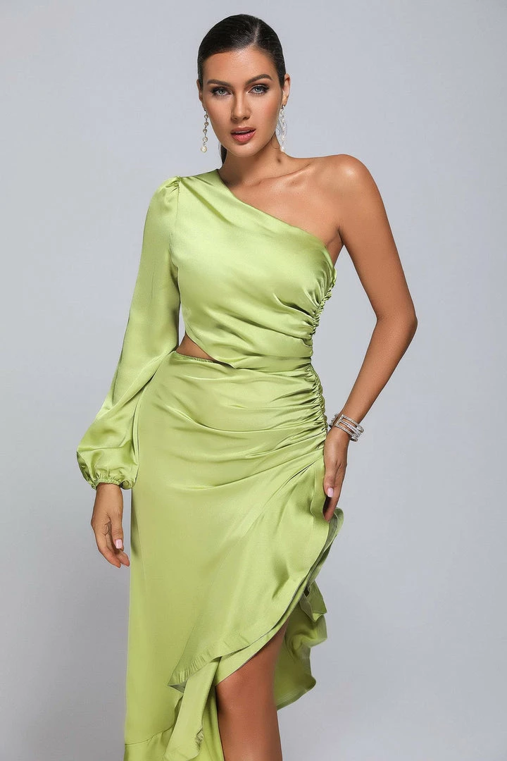 Bellabarnett CLOTHING Beren One Shoulder Satin Maxi Dress