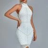 Bellabarnett Thaliy Pearl Fringed Midi Dress - White CLOTHING