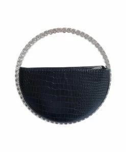 Bellabarnett Round Stone-encrusted Leather Clutch - Black