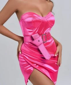 Bellabarnett CLOTHING Katy Mini Belted Satin Dress