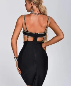 Tracking Adan Diamonate Cutout Mini Bandage Dress