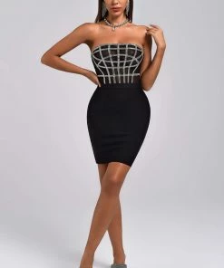 Bellabarnett Liliya Diamonate Corset Mini Bandage Dress CLOTHING