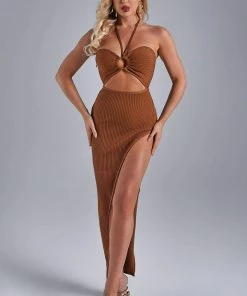 Bellabarnett Janka Halter Cutout Maxi Bandage Dress CLOTHING