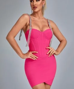 Bellabarnett CLOTHING Rhinestone Corset Mini Bandage Dress