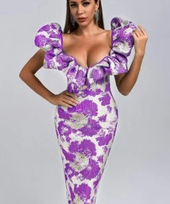 Bellabarnett Melany Jacquard Midi Dress - Purple