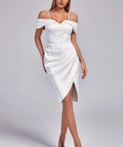 Bellabarnett Yasmin Satin Corset Mini Dress - White CLOTHING