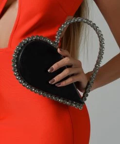 Bellabarnett Love Stone-encrusted Leather Clutch - Black CLOTHING