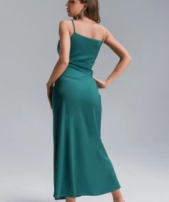 Bellabarnett Emeli Satin Pearl Maxi Dress CLOTHING