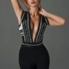 Bellabarnett Kimo Diamante Deep-V Bandage Jumpsuit