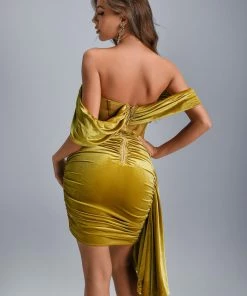 Bellabarnett Elasa Velvet Corset Mini Dress - Yellow CLOTHING