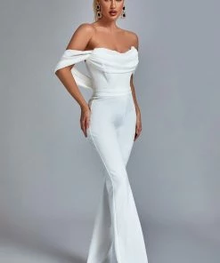 Bellabarnett CLOTHING Jasmine Off Shoulder Jumpsuit - White