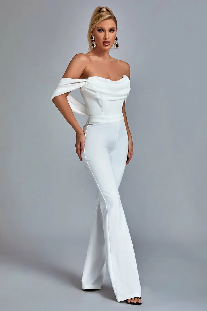 Bellabarnett CLOTHING Jasmine Off Shoulder Jumpsuit - White