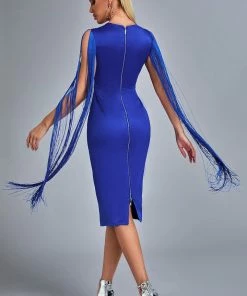 Bellabarnett Yava Tassel Satin Mini Dress CLOTHING