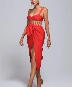 Tracking Bellamy Slit Midi Bandage Dress CLOTHING