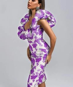 Bellabarnett Melany Jacquard Midi Dress - Purple