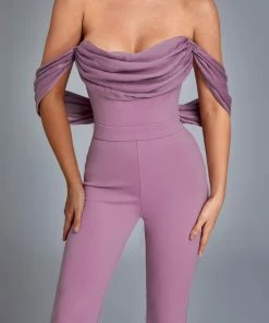 Bellabarnett Jasmine Off Shoulder Jumpsuit - Purple