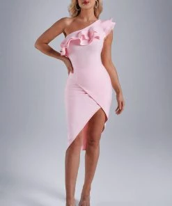 Bellabarnett Claudia One Shoulder Midi Bandage Dress