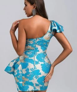 Bellabarnett Amita One Shoulder Jacquard Mini Dress