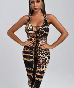 Bellabarnett CLOTHING Julieta Leopard Lace Up Mini Dress