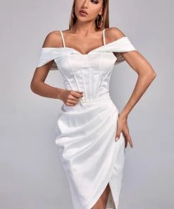 Bellabarnett Yasmin Satin Corset Mini Dress - White CLOTHING