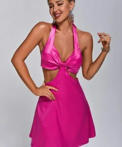 Bellabarnett CLOTHING Akele Halter Satin Mini Dress