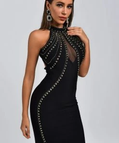 Bellabarnett Donatella Rivet Midi Bandage Dress CLOTHING