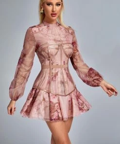 Bellabarnett Calia Corset Mini Dress Set - Pink