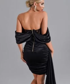 Bellabarnett CLOTHING Elasa Velvet Corset Mini Dress - Black