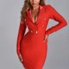 Bellabarnett CLOTHING Hilary Mini Bandage Blazer Dress - Red