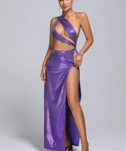 Tracking CLOTHING Benase Cutout Sequin Slit Maxi Dress