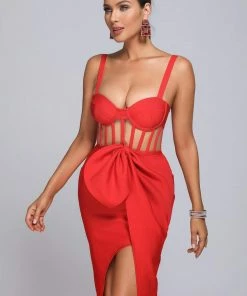 Tracking Bellamy Slit Midi Bandage Dress CLOTHING