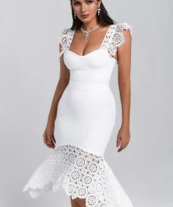 Bellabarnett Halo Lace Midi Bandage Dress CLOTHING