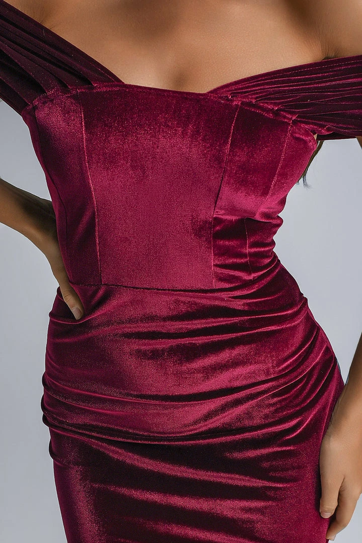 Bellabarnett Temporay Velvet Off Shoulder Mini Dress