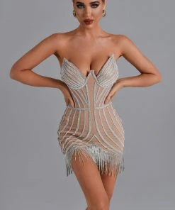 Bellabarnett CLOTHING Lola Diamonate Tassel Mini Dress