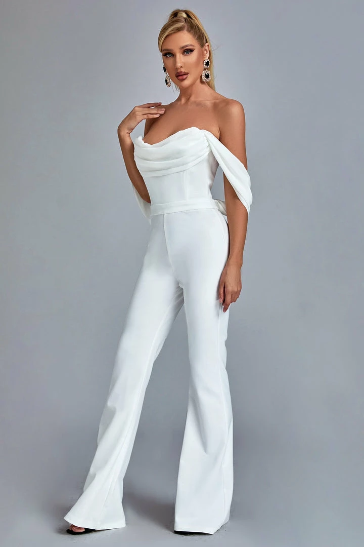 Bellabarnett CLOTHING Jasmine Off Shoulder Jumpsuit - White