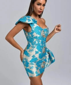Bellabarnett Amita One Shoulder Jacquard Mini Dress