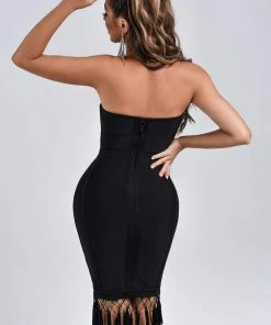 Tracking Delfina Tassel Midi Bandage Dress