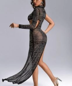 Bellabarnett Lovisa Rhinestone Mesh Maxi Dress