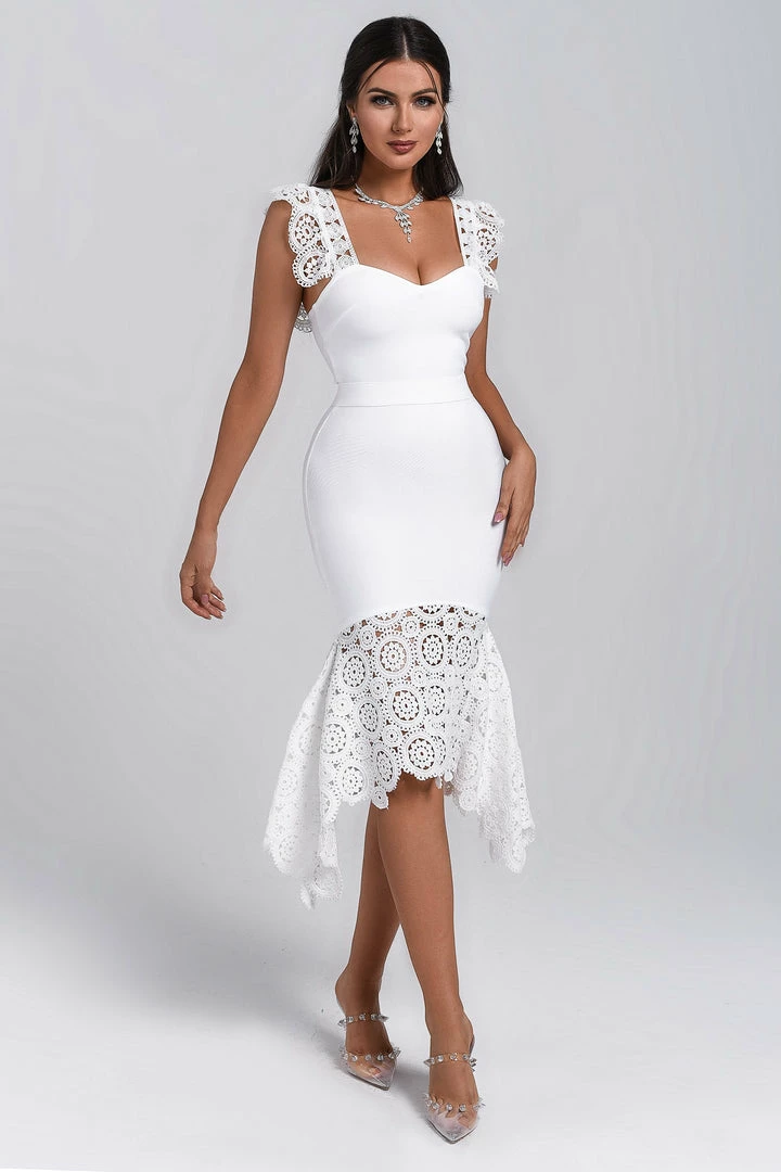 Bellabarnett Halo Lace Midi Bandage Dress CLOTHING