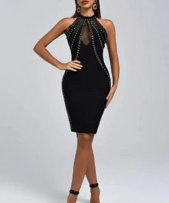 Bellabarnett Donatella Rivet Midi Bandage Dress CLOTHING