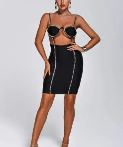 Tracking Adan Diamonate Cutout Mini Bandage Dress